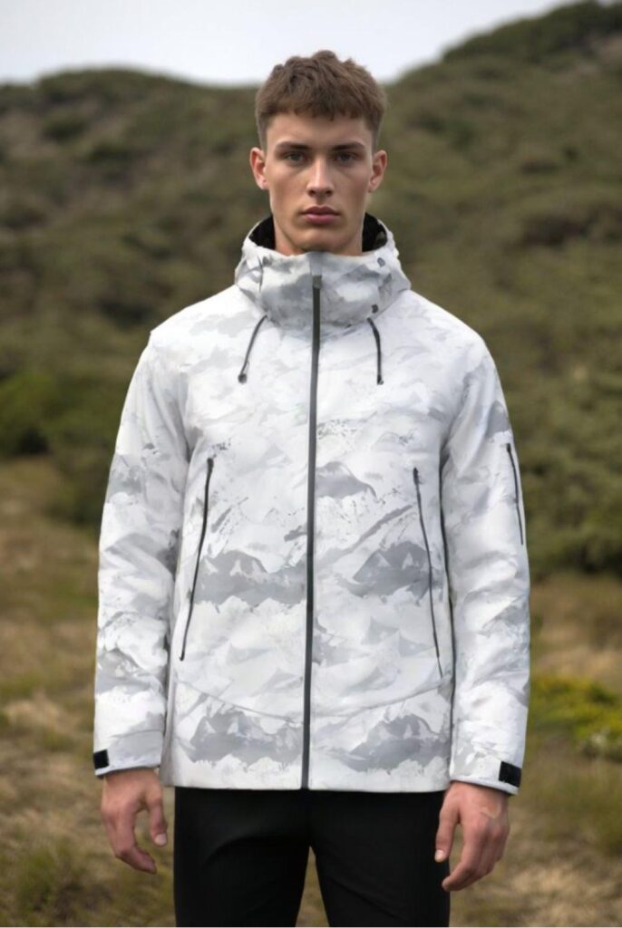 Stylish Snow Mountain Print Outdoor Hooded Jacket Mountaineering Jacket