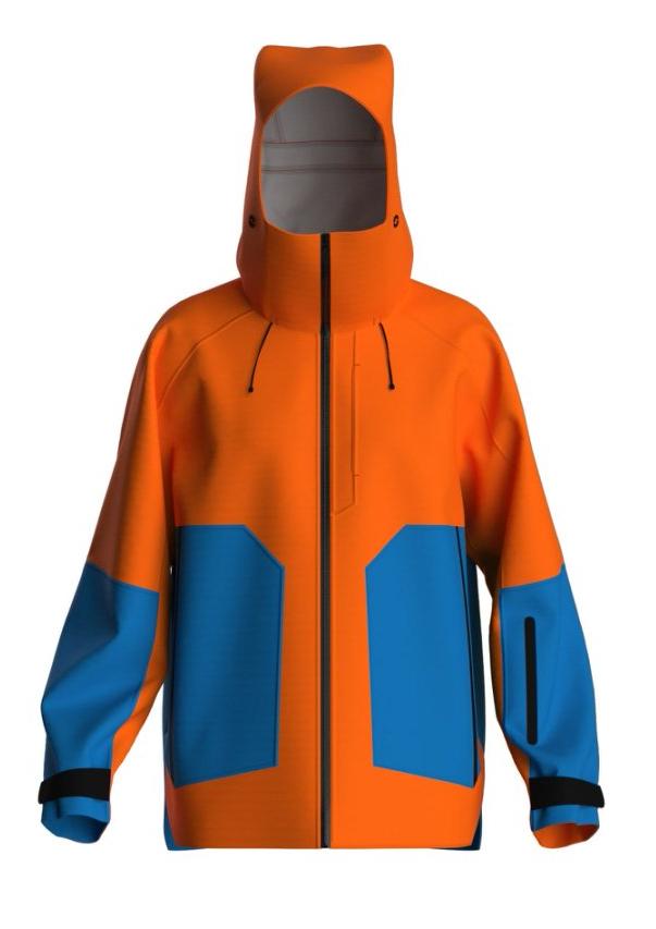 Orange Blue Color-block Seam-sealed Rain Jacket