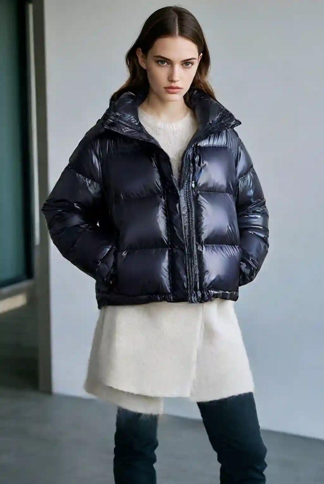 Light Black Puffer Goose Down Jacket