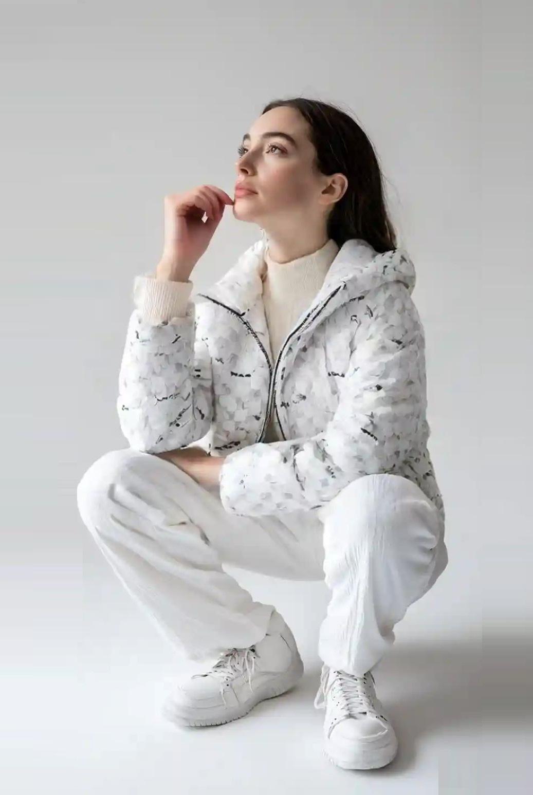Cloud White Print Goose Down Jacket