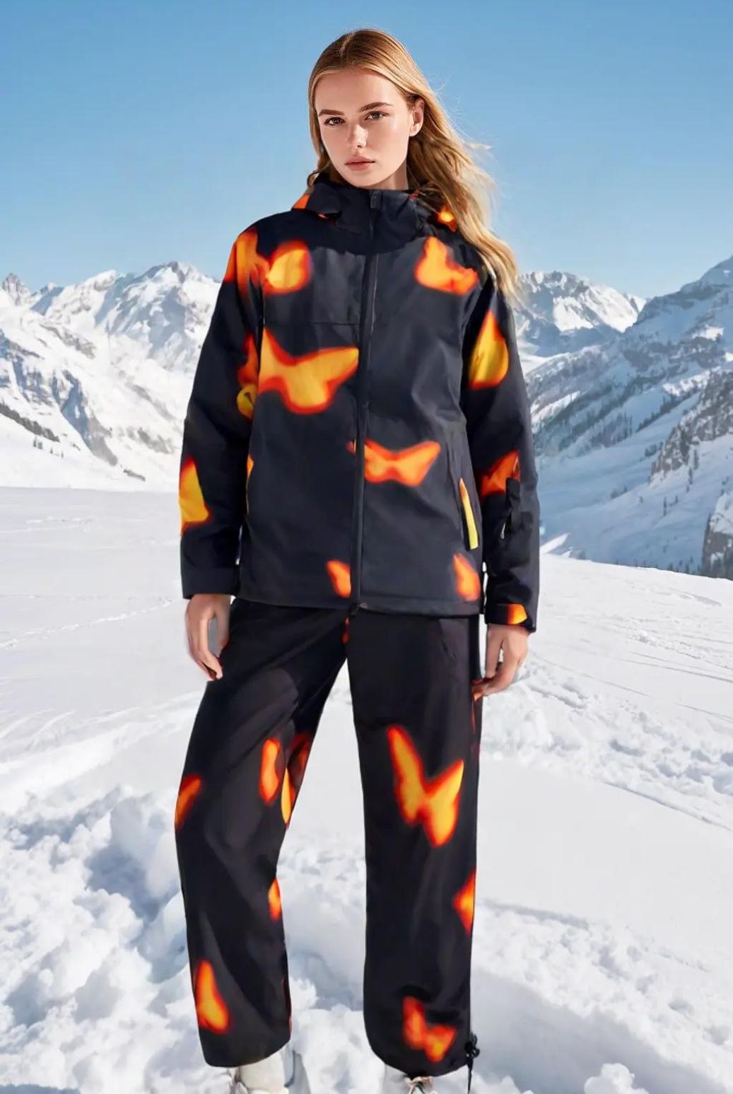 Butterfly Print Ski Suit