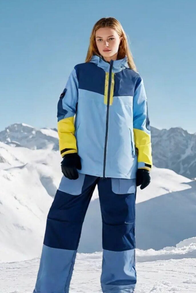 Cloud Blue Color-blocking Ski Suit Ski Clothing