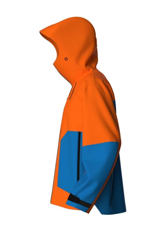 Orange Blue Color-block Seam-sealed Rain Jacket