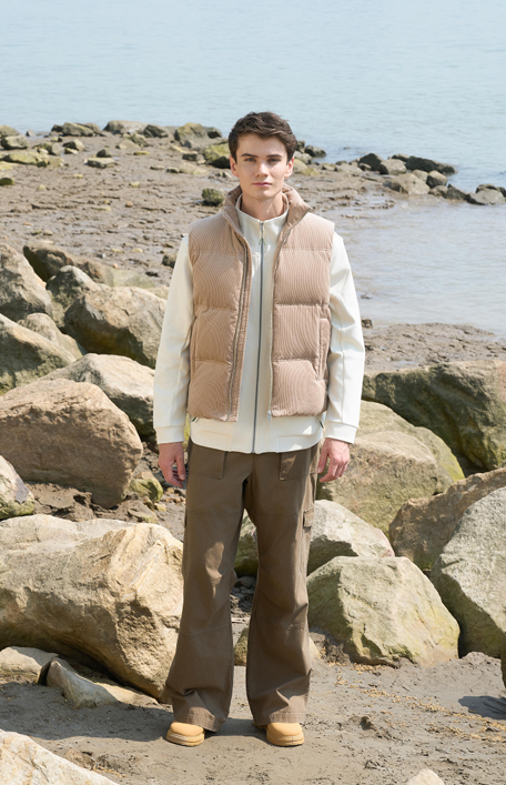 Khaki Corduroy Down Jacket