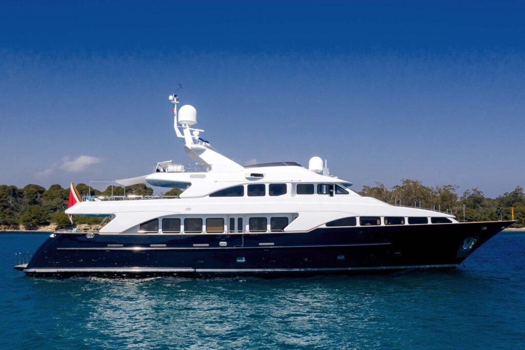 beautiful shot of the yacht sailing on the water w BV9L4JJ