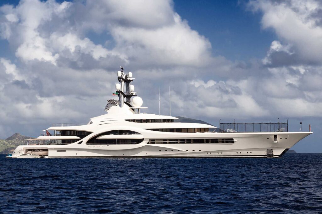big white luxury yacht on the caribbean sea N2MJVAT