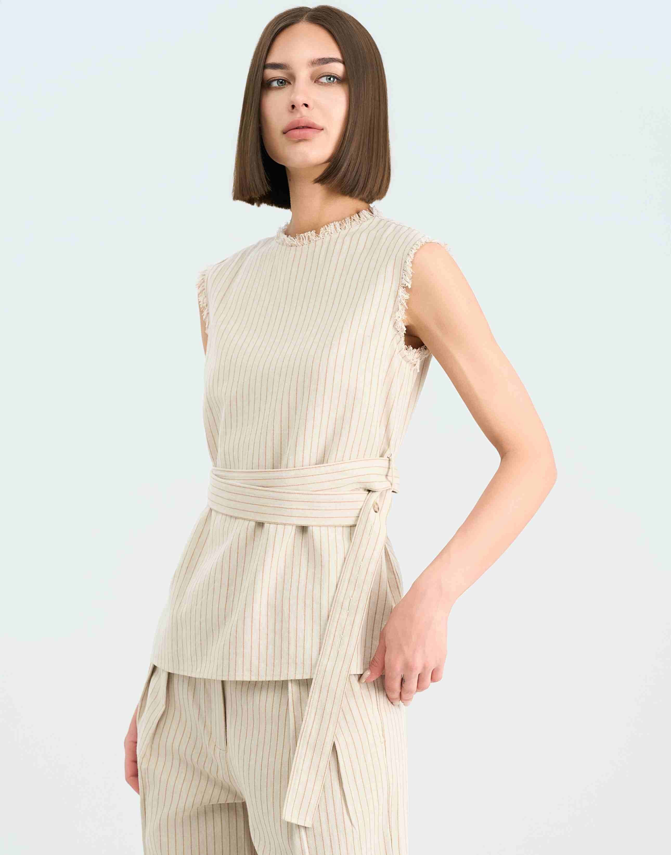 Linen-Cotton Wide-Leg Pants