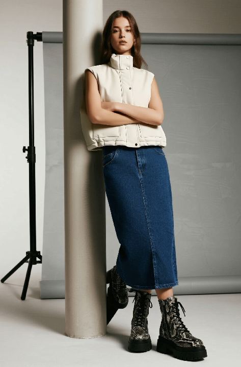 Gold-Trimmed Down Vest