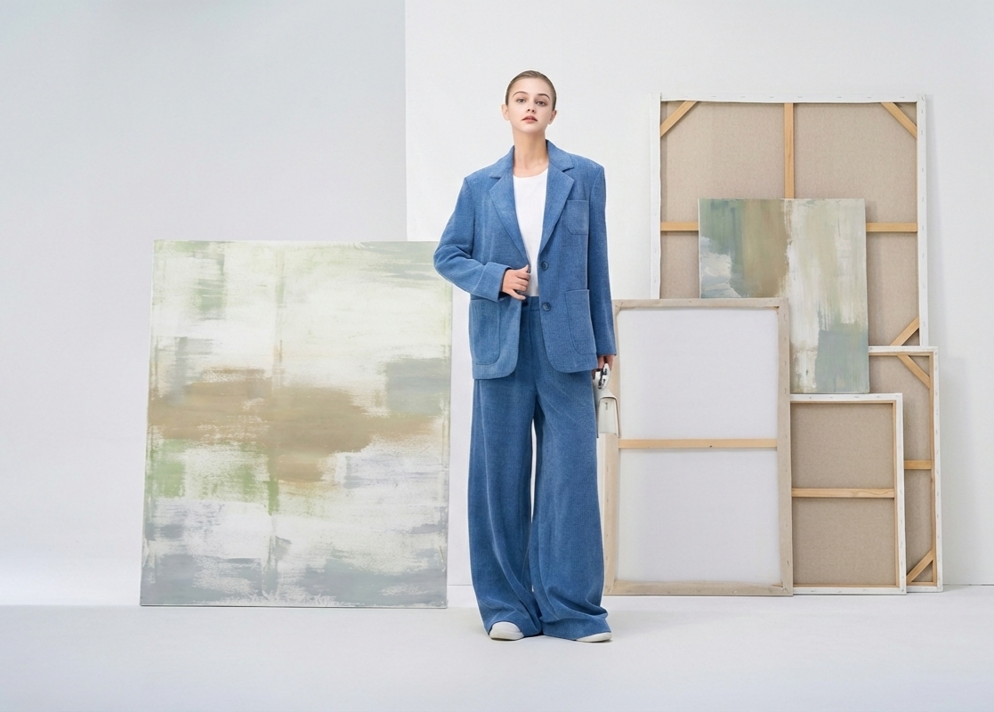 Blue Corduroy Suit Set